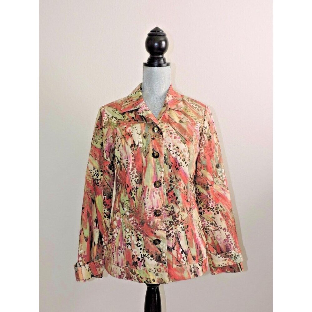 Chicos Jacket Button Down Blazer Artistic Pink Ch… - image 1